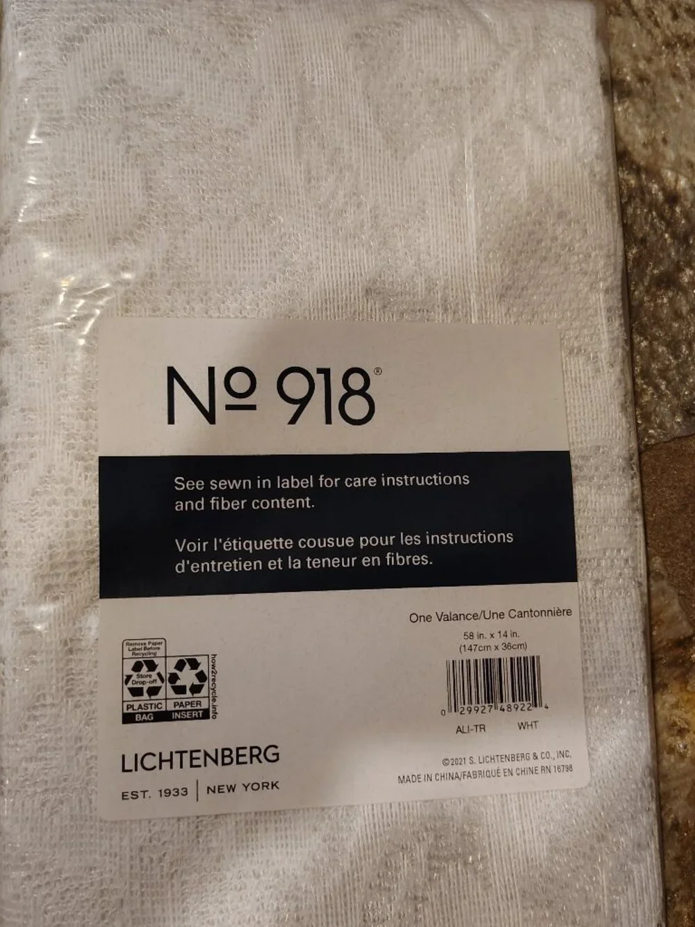 No 918 Lichtenberg White Lace Valance NIP Brand New 58